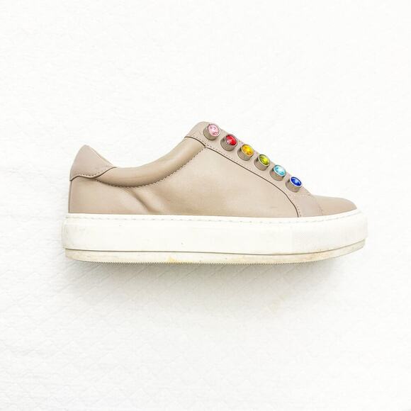 Kurt Geiger London Laney Coloful Stone Beige/Gray Leather Shoes Size 36.5 - Picture 3 of 7